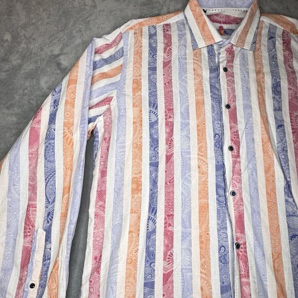 Luchiano Visconti Sz XL Men's Multi-Color Abstract Cotton Long Sleeve Shirt NICE - Picture 4 of 16